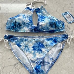 Blue Tie-Dye Women's Bikini Set
